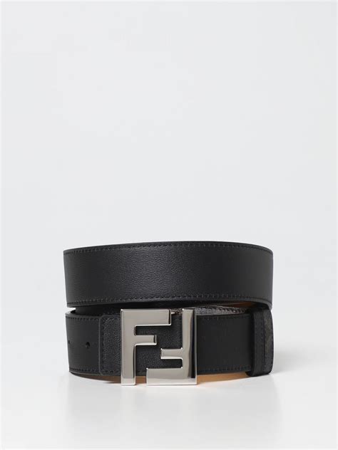 cintura fendi uomo nera|FENDI: Cintura FF Squared reversibile in pelle e cotone spalmato .